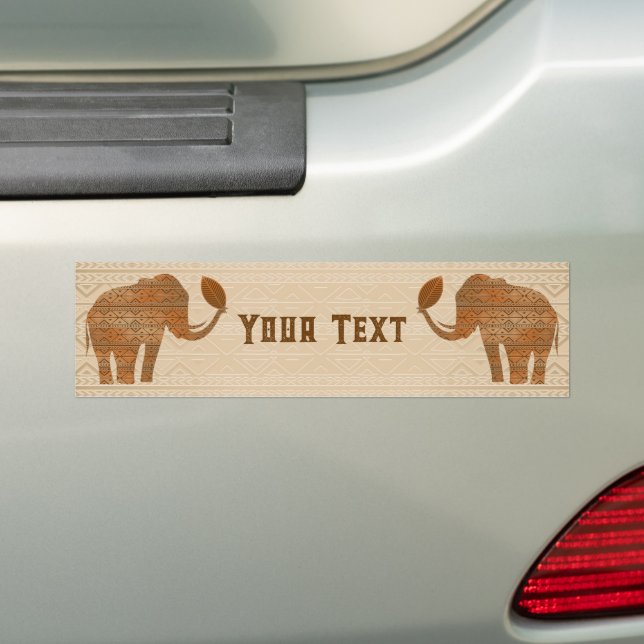 Elephant Tribal Art Design Bumper Sticker (On Car)