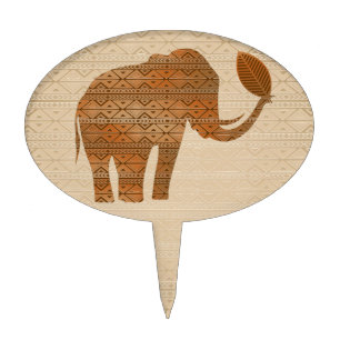 Elephant Tribal Art Design Cake Topper