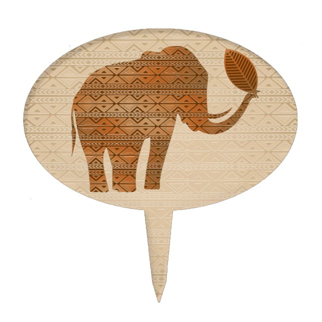 Elephant Tribal Art Design Cake Topper (Front)