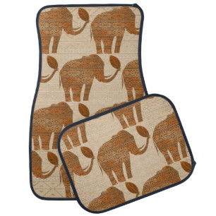 Elephant Tribal Art Design Car Floor Mat