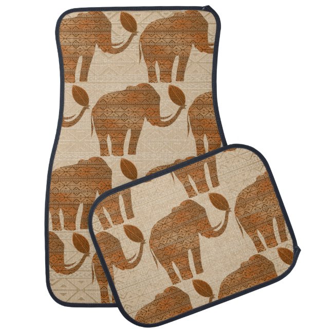 Elephant Tribal Art Design Car Floor Mat (Set)