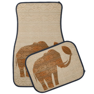 Elephant Tribal Art Design Car Floor Mat