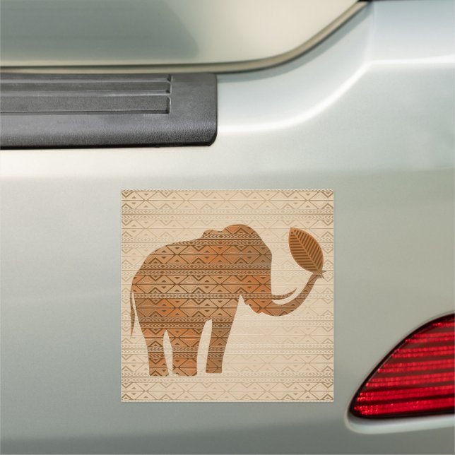 Elephant Tribal Art Design Car Magnet (In Situ)
