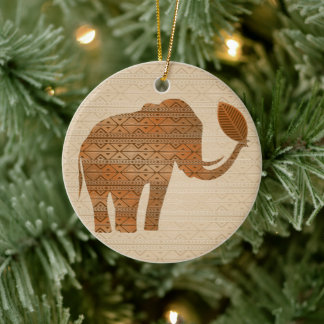 Elephant Tribal Art Design Ceramic Ornament
