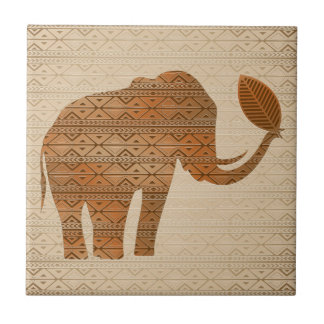 Elephant Tribal Art Design Ceramic Tile