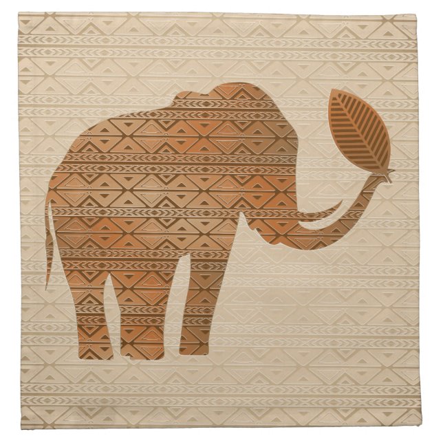 Elephant Tribal Art Design Cloth Napkin (Front)