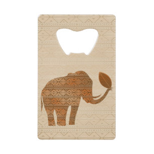 Elephant Tribal Art Design Credit Card Bottle Opener