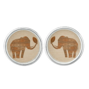 Elephant Tribal Art Design Cufflinks