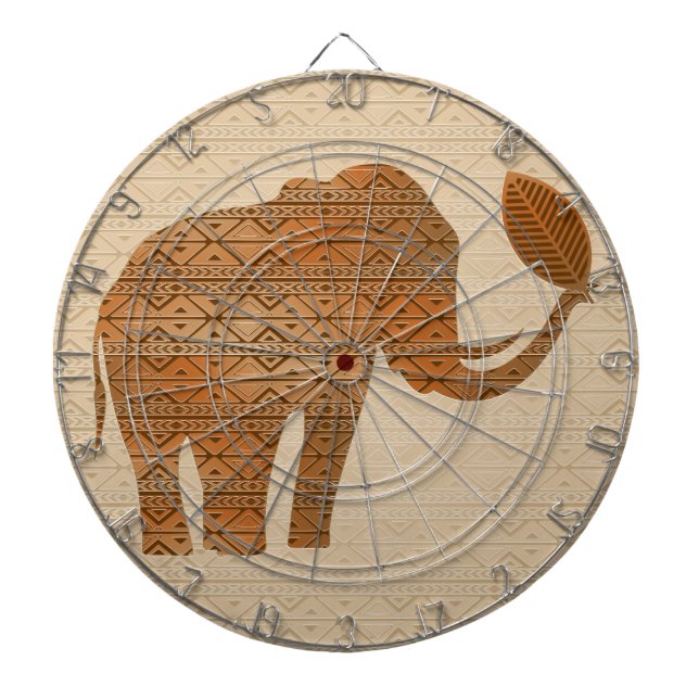 Elephant Tribal Art Design Dart Board (Front)