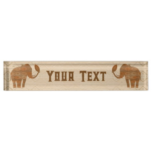 Elephant Tribal Art Design Desk Name Plate