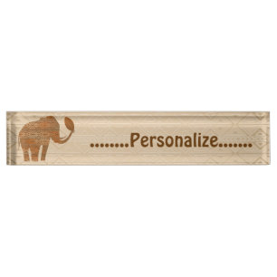 Elephant Tribal Art Design Desk Nameplate