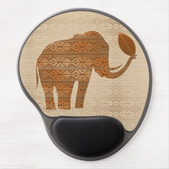 Elephant Tribal Art Design Gel Mouse Pad (Front)