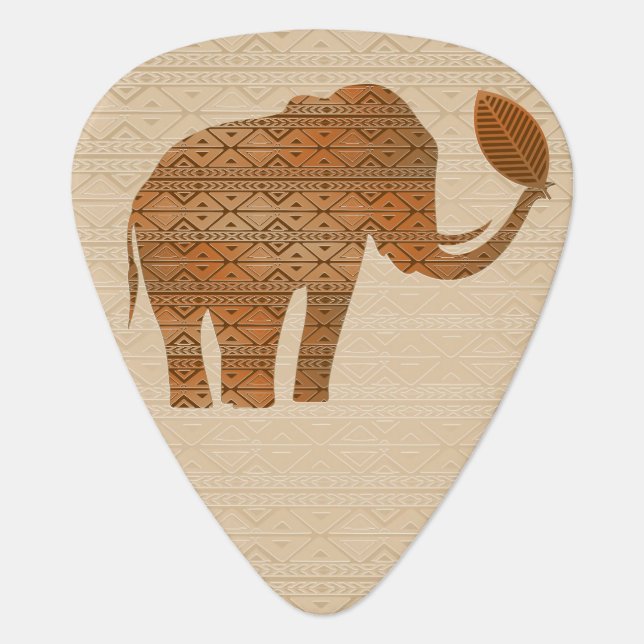 Elephant Tribal Art Design Guitar Pick (Front)