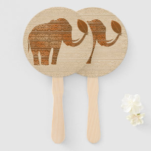 Elephant Tribal Art Design Hand Fan