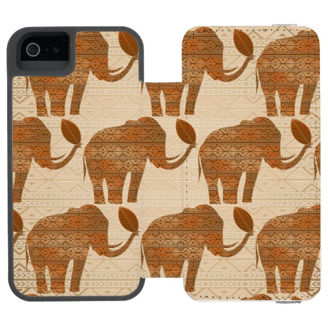 Elephant Tribal Art Design Incipio iPhone Wallet Case (Folio Open)