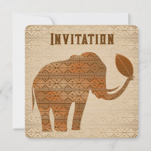 Elephant Tribal Art Design Invitation