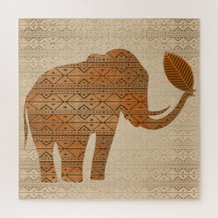 Elephant Tribal Art Design Jigsaw Puzzle