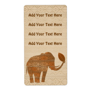 Elephant Tribal Art Design Labels