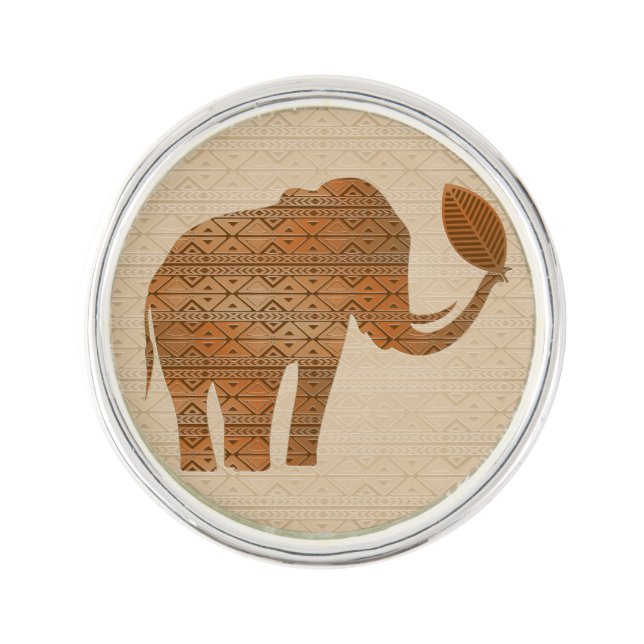 Elephant Tribal Art Design Lapel Pin (Front)