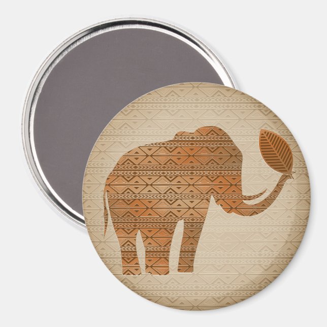 Elephant Tribal Art Design Magnet (Front/Back)