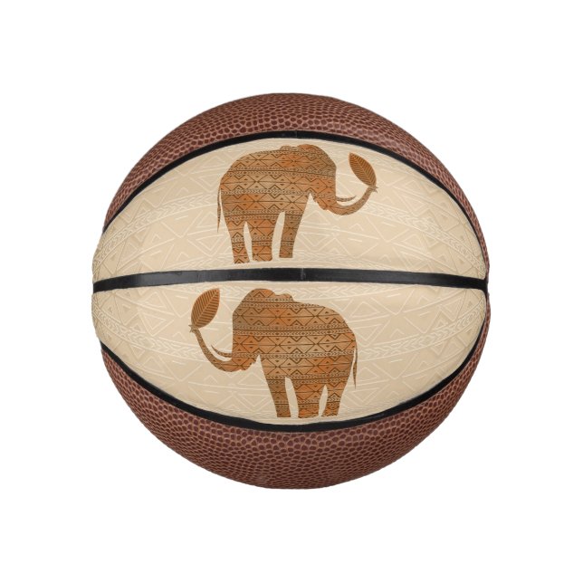 Elephant Tribal Art Design Mini Basketball (Front)