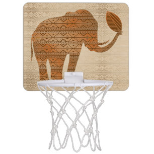 Elephant Tribal Art Design Mini Basketball Hoop