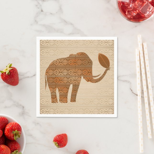 Elephant Tribal Art Design Napkins (Insitu)
