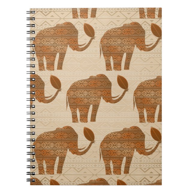 Elephant Tribal Art Design Notebook (Front)