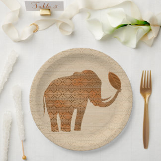 Elephant Tribal Art Design Paper Plates