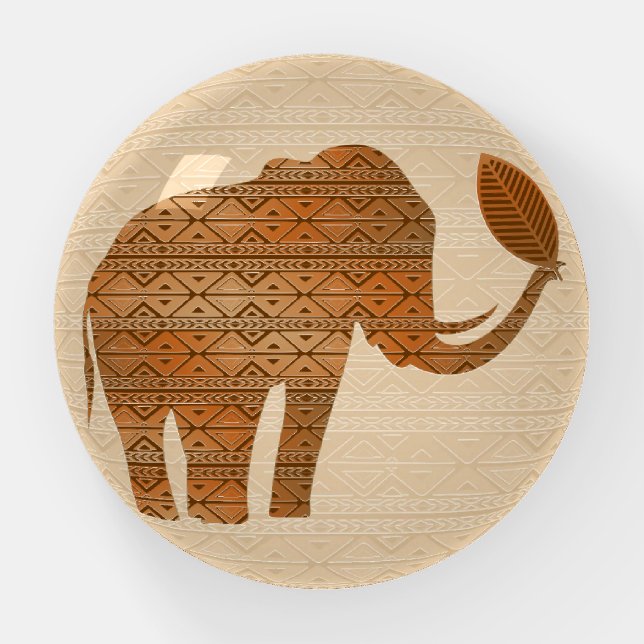 Elephant Tribal Art Design Paperweight (Front)