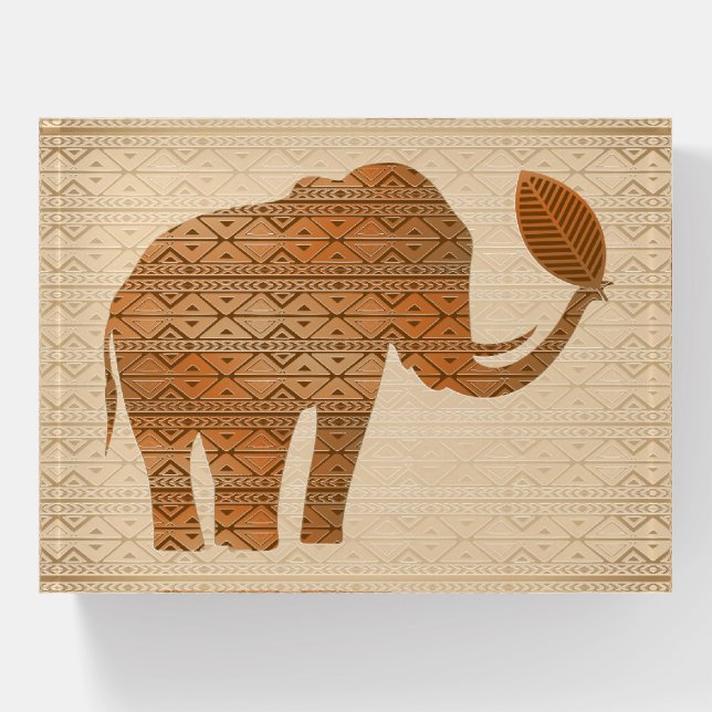 Elephant Tribal Art Design Paperweight (Front)