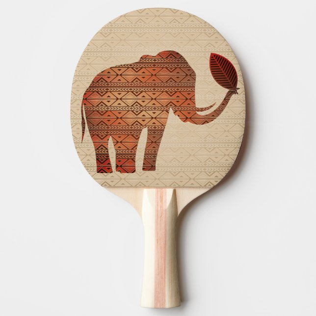 Elephant Tribal Art Design Ping Pong Paddle (Front)