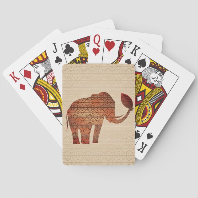 Elephant Tribal Art Design Poker Cards (Back)