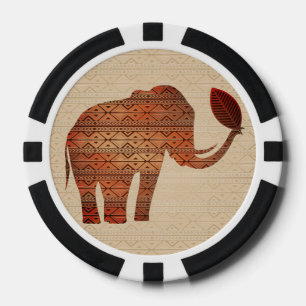 Elephant Tribal Art Design Poker Chips