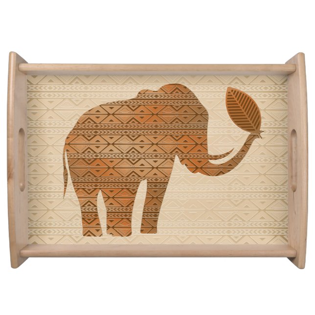 Elephant Tribal Art Design Serving Tray (Front)