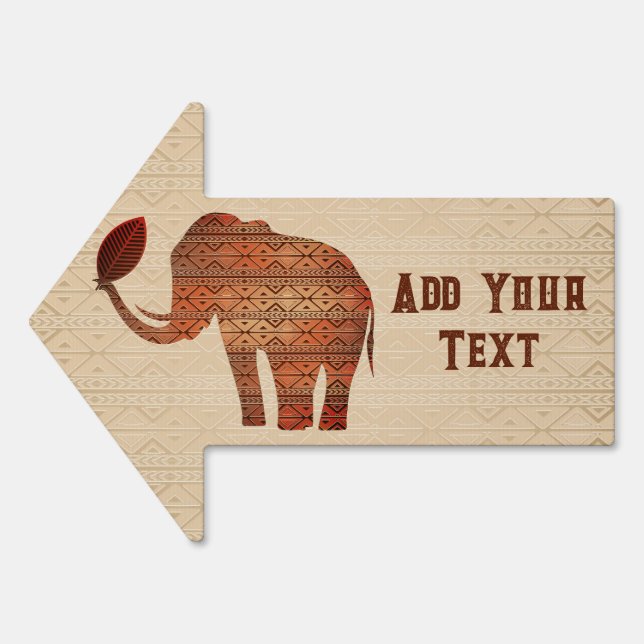 Elephant Tribal Art Design Sign (Front)