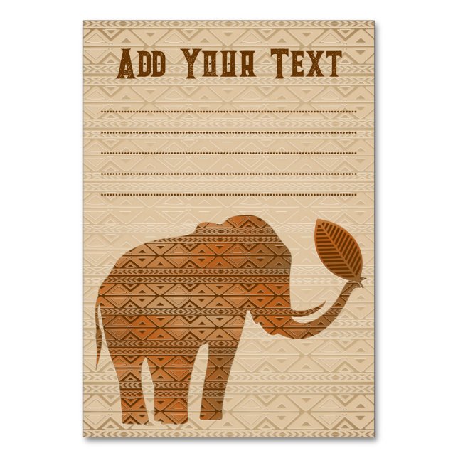 Elephant Tribal Art Design Table Number (Front)