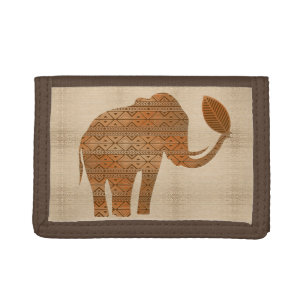 Elephant Tribal Art Design Tri-fold Wallet