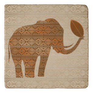 Elephant Tribal Art Design Trivet