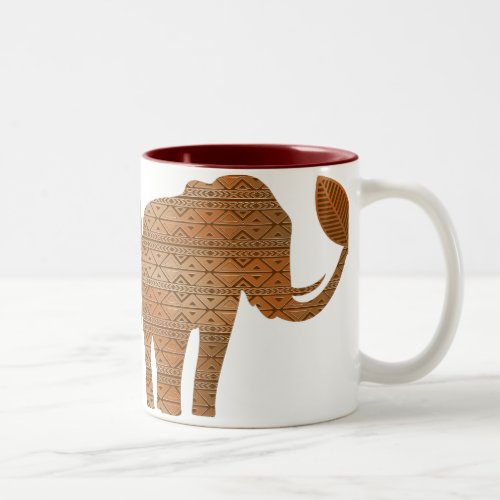 Elephant Tribal Art Design Two_tone Mugs