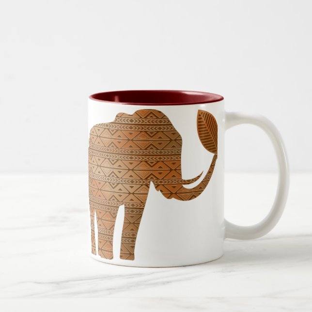 Elephant Tribal Art Design Two_tone Mugs (Right)