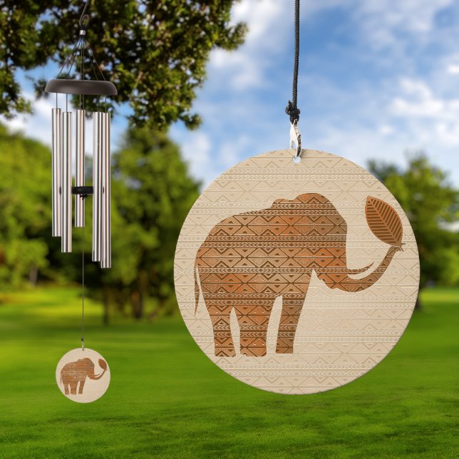 Elephant Tribal Art Design Wind Chime (Outdoor)