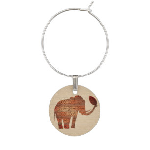Elephant Tribal Art Design Wine Charm