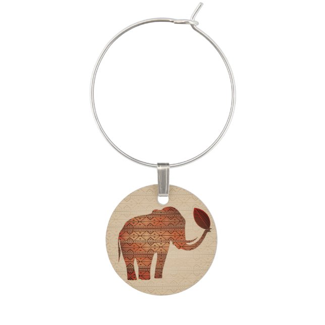Elephant Tribal Art Design Wine Charm (Fourth Charm)