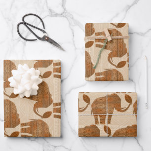 Elephant Tribal Art Design Wrapping Paper Sheets