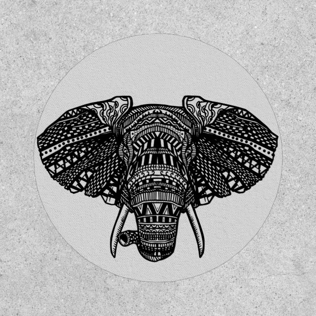 Elephant Tribal Mandala Huichol Art Patch (Front)