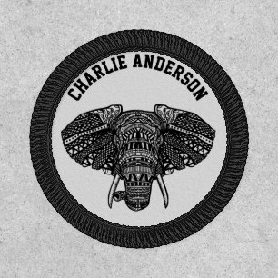 Elephant Tribal Mandala Huichol Art Patch