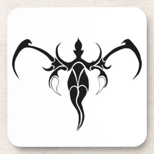 Elephant Tribal Tattoo - Black and white Beverage Coaster