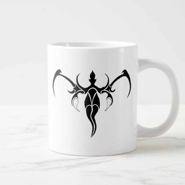 Elephant Tribal Tattoo - Black and white Giant Coffee Mug (Right)