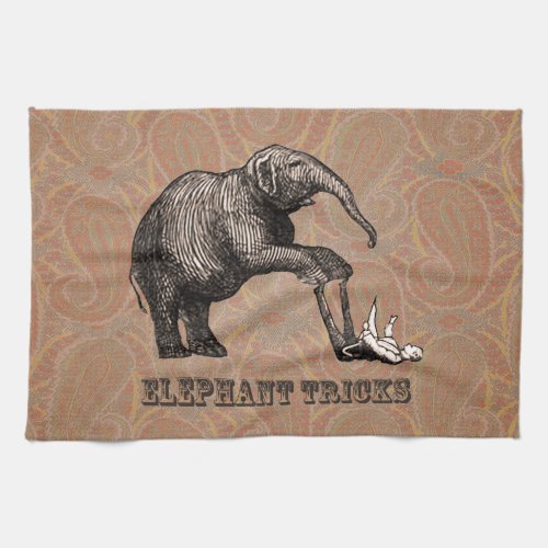 Elephant Tricks _ Funny Circus Pachyderm Kitchen Towel